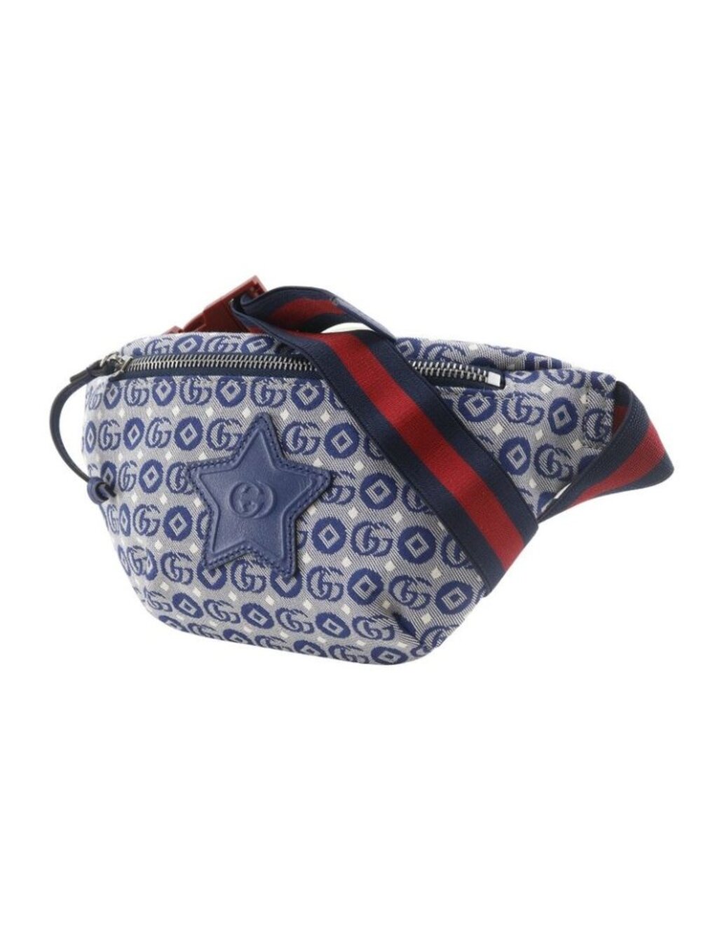 Gucci Star Children's Double Geometric Canvas Blue Kids Waist Bag - Picture 2 of 8